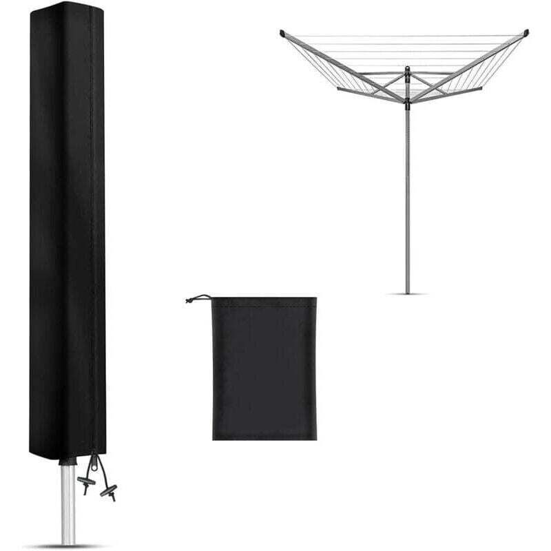 Wasserdichte Abdeckung für Wäschespinne im Freien, Schutzhülle für Wäschespinne mit Reißverschluss, 120D Oxford-Gewebe, schwarz (160 x 15 x 15 cm)