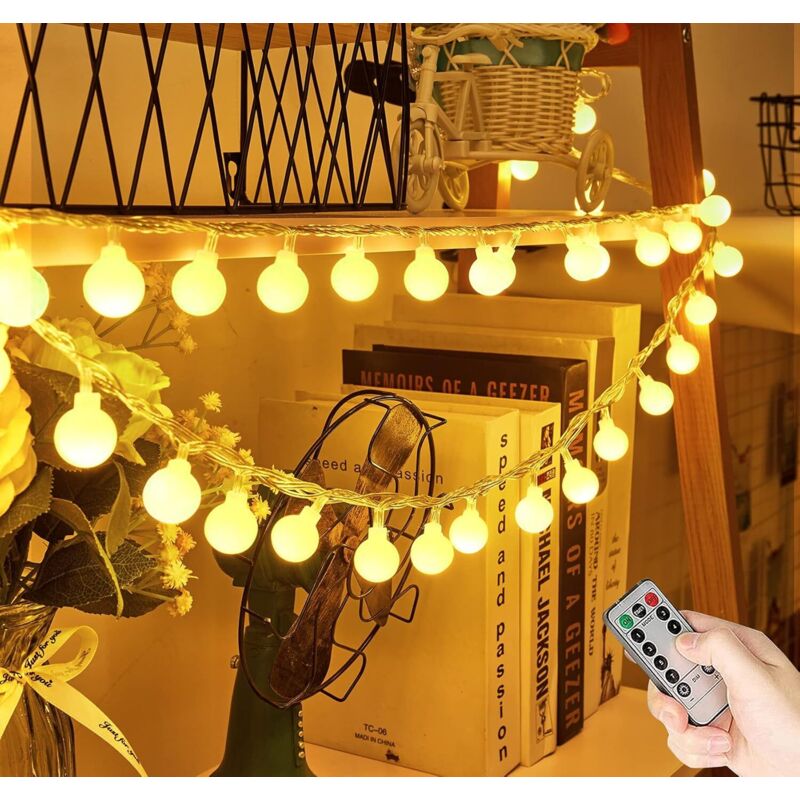 Wasserdichte batteriebetriebene Lichterkette, 5 m/50 LEDs, batteriebetriebene Lichterkette, Weihnachtsdekoration (warmweiß)