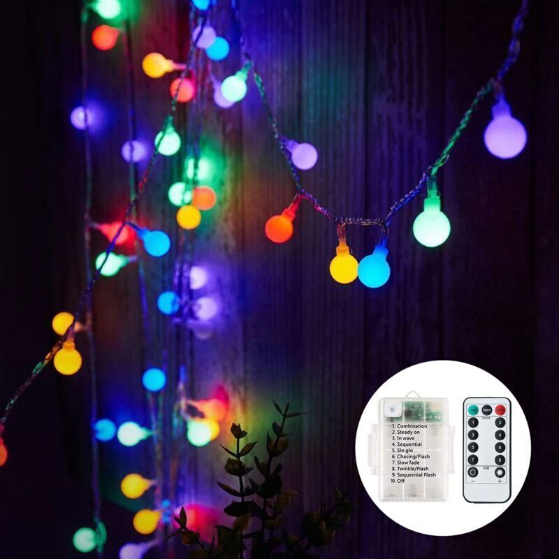 Wasserdichte Lichterkette, 10 m, 80 LEDs, 8 Modi, Weihnachtsbeleuchtung für draußen/drinnen, Schlafzimmer, Partydekorationen (mehrfarbig)
