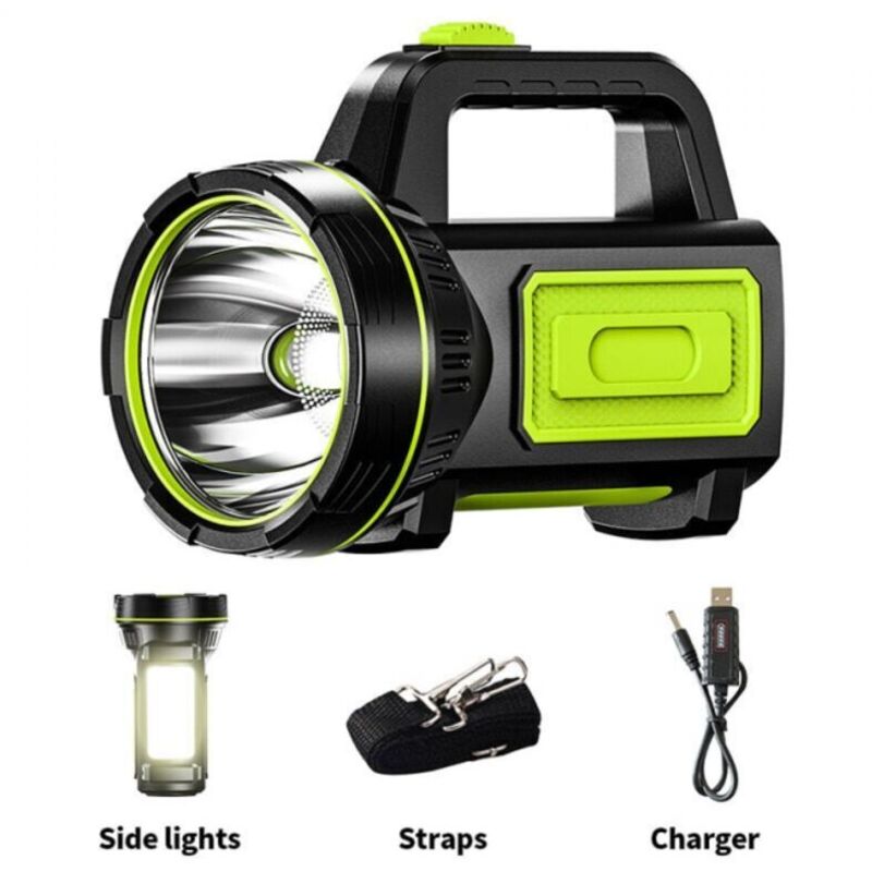 Wasserdichte, per USB aufladbare LED-Taschenlampe mit Seitenlicht – ideal zum Wandern, Jagen und Campen