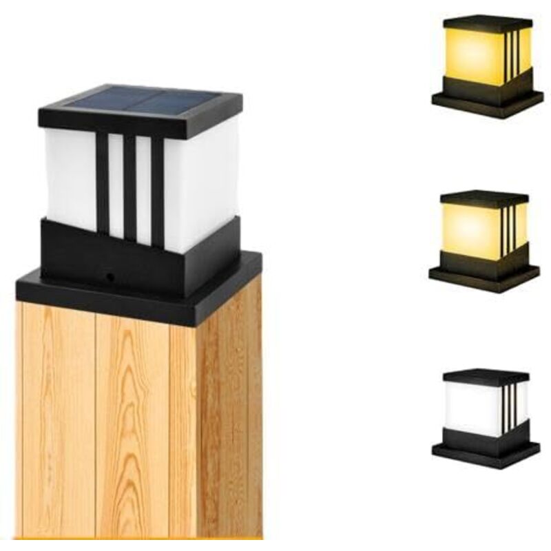 Wasserdichte Solar-Zaunpfostenleuchten für den Außenbereich, Solar-Pfostenkappenleuchten, LED-Solar-Pfostenleuchten, 3 Farbtemperaturen für die