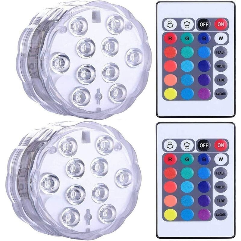 Wasserdichte tauchbare LED-Leuchten für Whirlpool, Spa, Teich, Unterwasser-LED-Leuchten mit 2 Fernbedienungen für Vasensockel, Aquarien, Partys,