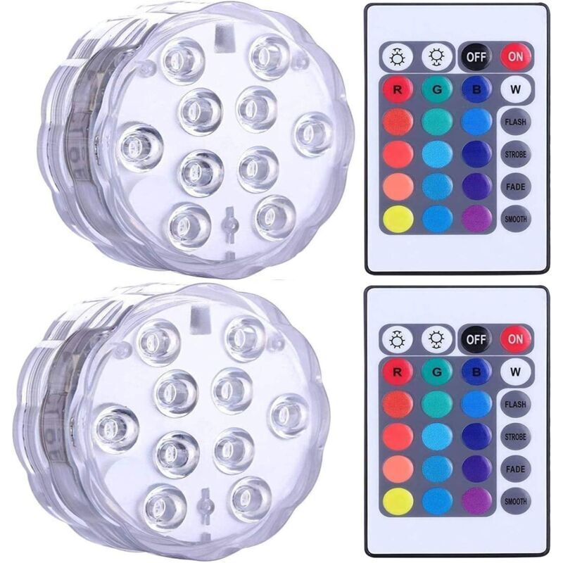 Wasserdichte, tauchfähige LED-Leuchten für Whirlpools, Spas und Teiche Unterwasser-LED-Leuchten mit 2 Fernbedienungen für Vasenfüße, Aquarien,