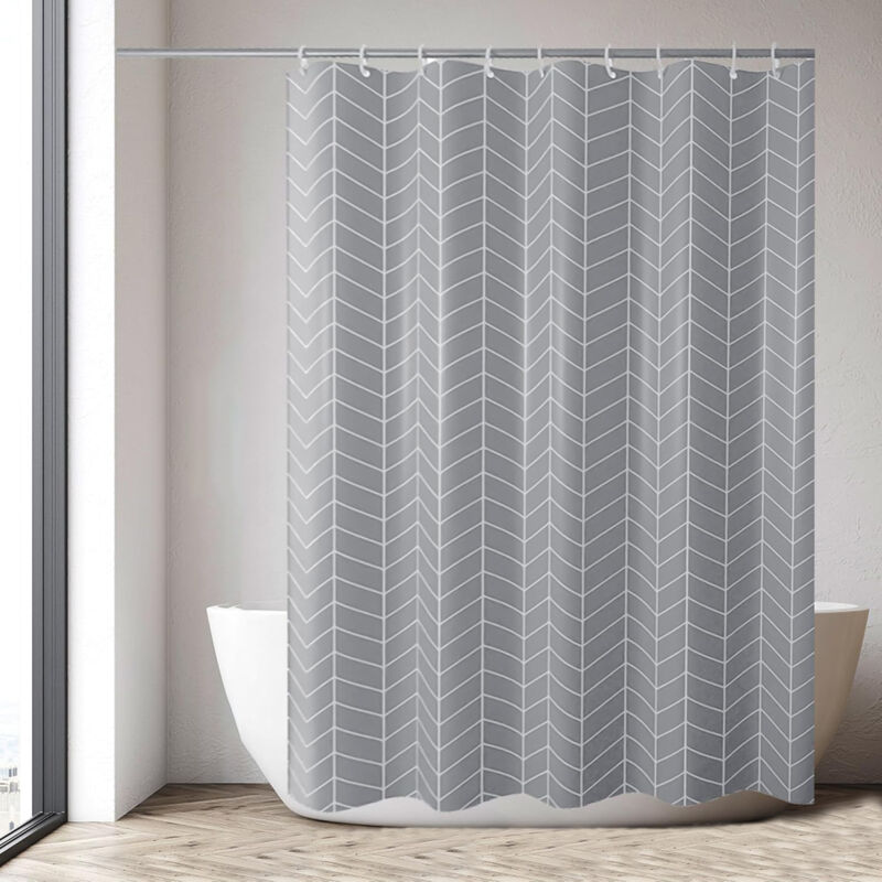 Wasserdichter Duschvorhang, White Line Duschvorhänge mit Haken, Waschbarer Anti-Schimmel Polyester Vorhang Badewanne Vorhang Grau - 120x180cm