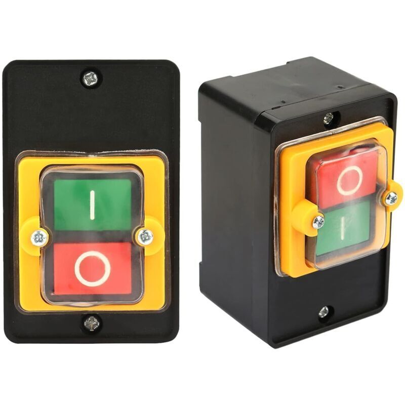 Wasserdichter Ein-/Ausschalter mit Druckknopf (AC 220 V/380 V, 10 A) für Tischkreissäge, Bohrmaschine, Frästisch, Bohrmaschine, Bandsäge