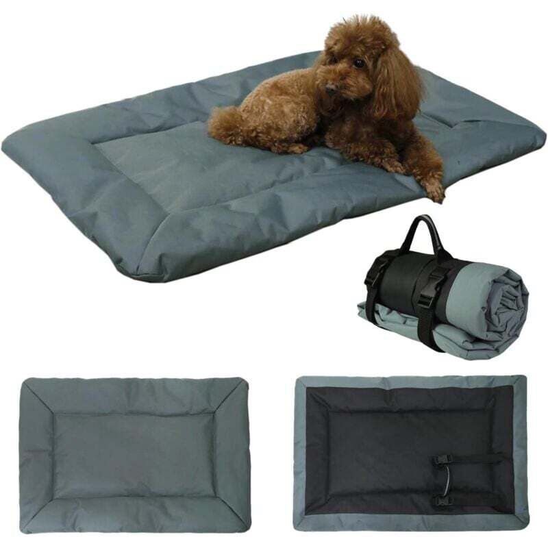 Wasserdichtes Hundebett Faltbarer Hundekorb Mittelgroßes wasserdichtes Oxford-Gewebe Hundekissen Waschbare Hundematte Outdoor-Sofas (90x60 cm, Grau)