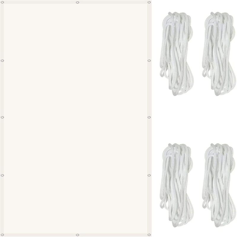 Wasserdichtes Sonnensegel Rechteckig 2x3m 98% UV-Schutz Sonnensegel Leinwand, mit 1,5m Seilen für Outdoor, Garten & Terrasse, Beige - RWShade Sail