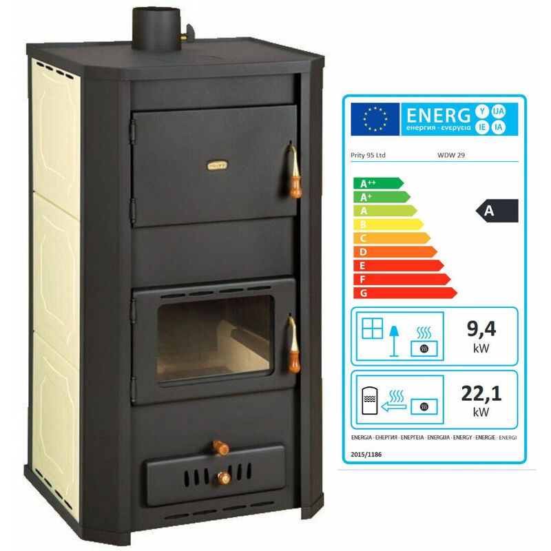 Prity - Wasserführender Kaminofen Holzofen wd W29 - 22.1+8.4 kw eek- a