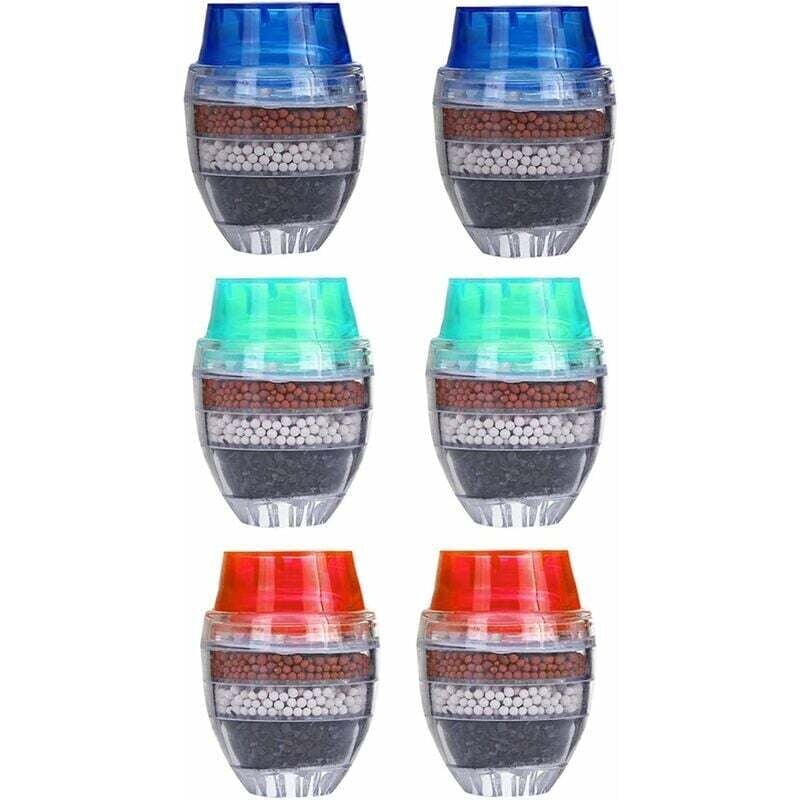 Wasserfilter für Wasserhähne, Mini-Wasserfilter für Leitungswasser, 6 Stück, rund, Aktivkohle-Wasserfilter für Leitungswasser, 5 Schichten, Wasser