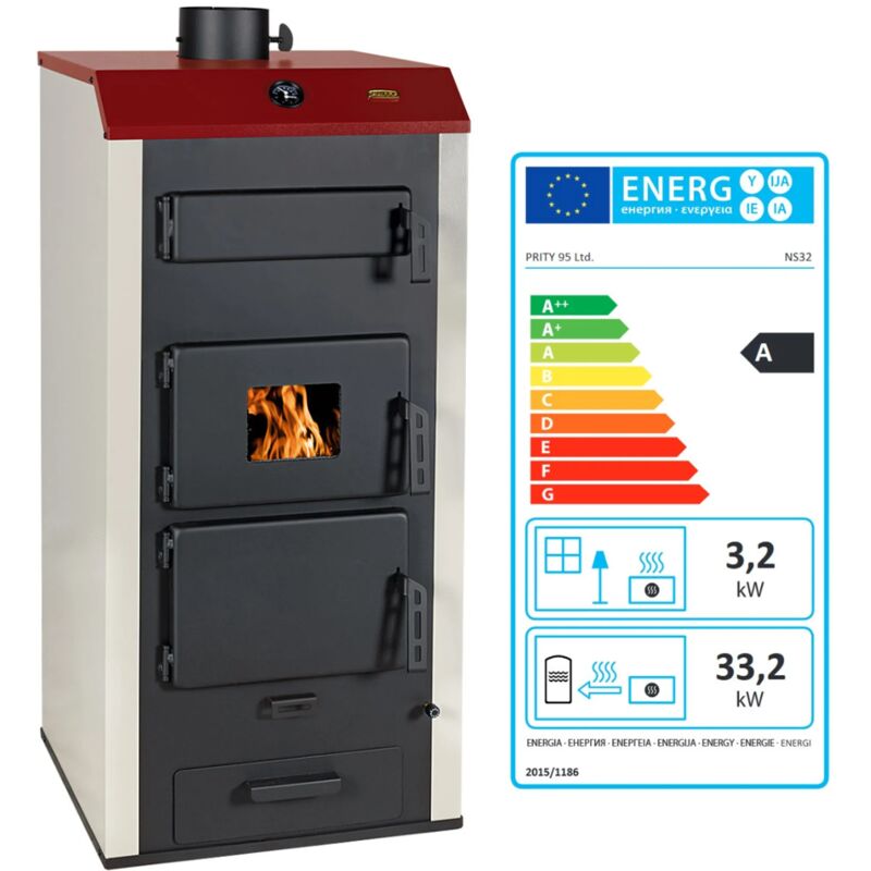 Prity - Wasserführender Kaminofen Holzofen NS32 33,2 + 3,2kw eek-a