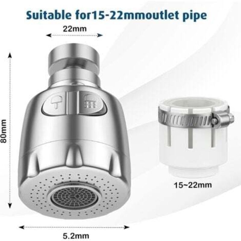 Wasserhahn-Luftsprudler, 360°-Schwenkarmatur, Wassersparender Wasserhahn-Luftsprudler, Wassersparender Wasserhahn-Filterregler für Küche und Bad,