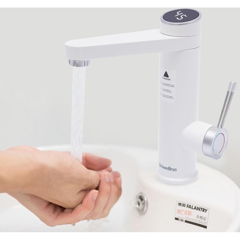 Wasserhahn mit Durchlauferhitzer, 3.2KW 120° led Elektrischer Wasserhahn Sofort Heizung Durchlauferhitzer Küche Armatur für Glasschalen-Waschbecken,