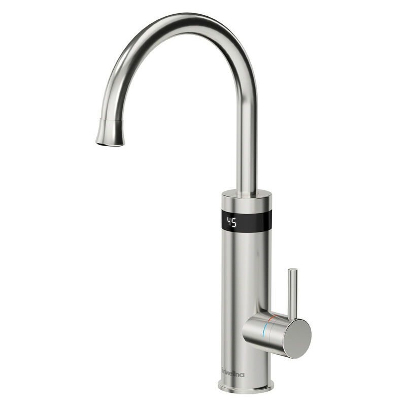 Wasserhahn mit Durchlauferhitzer Küche, 3200W Elektrischer Wasserhahn Küche led Digitalanzeige Küchenarmatur Edelstahl Mischbatterie Küche 360°