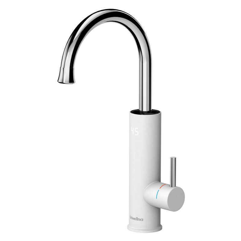 Küchenarmaturen 3200W Elektrischer Wasserhahn Küche mit Durchlauferhitzer LED Digitalanzeige Spültischarmatur 360° Drehung Mischbatterie Küche Weiß