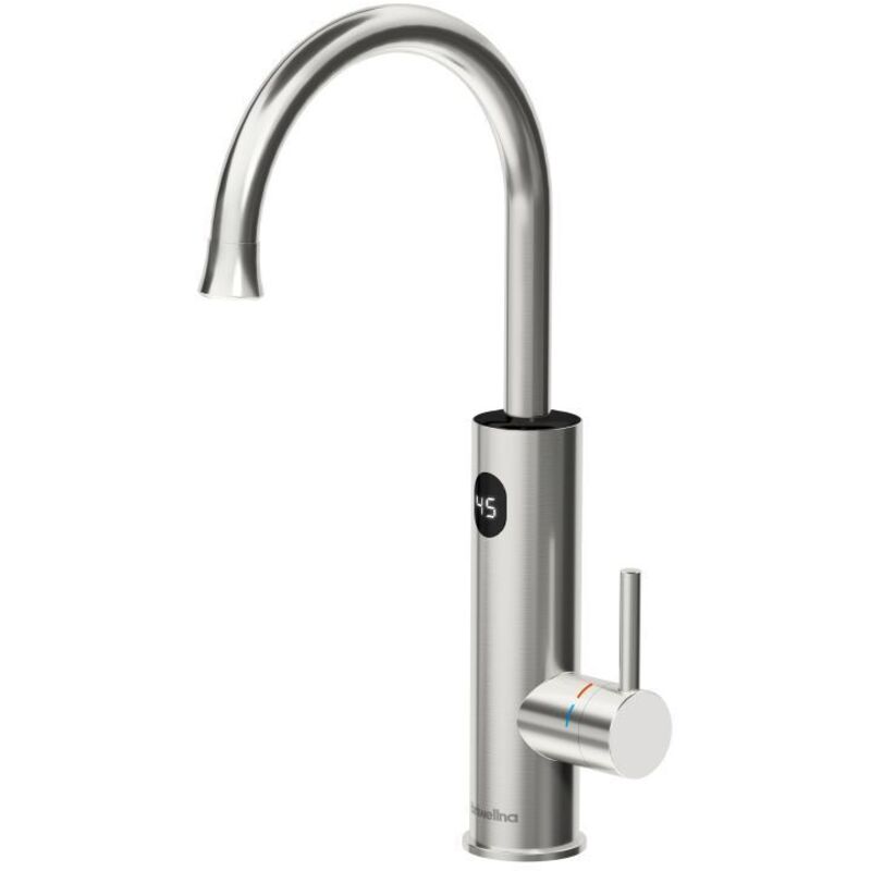 Wasserhahn mit Durchlauferhitzer Küche, Elektrischer Wasserhahn 3200W Küche led Digitalanzeige Küchenarmatur Edelstahl Mischbatterie Küche 360°