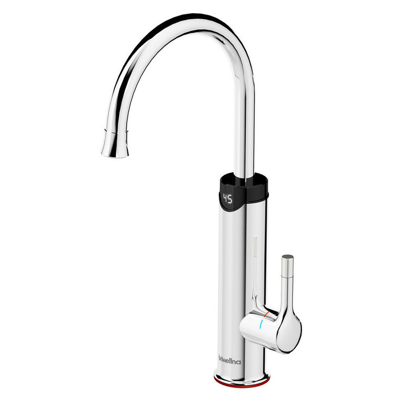 Elektrischer Küchenarmaturen mit Durchlauferhitzer led Digitalanzeige Elektrischer Wasserhahn Küche 360° Drehung Spültischarmatur Edelstahl