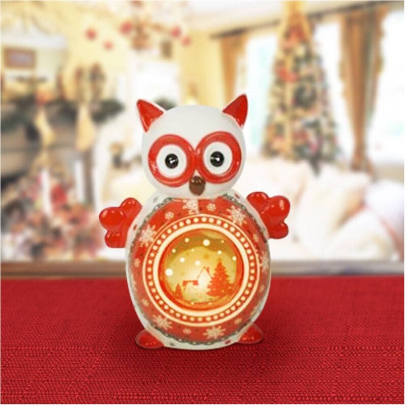 Trade Shop Traesio - Trade Shop - Keramik-Laterne mit elektrischer Kerze, 14 cm, Weihnachtsdeko -