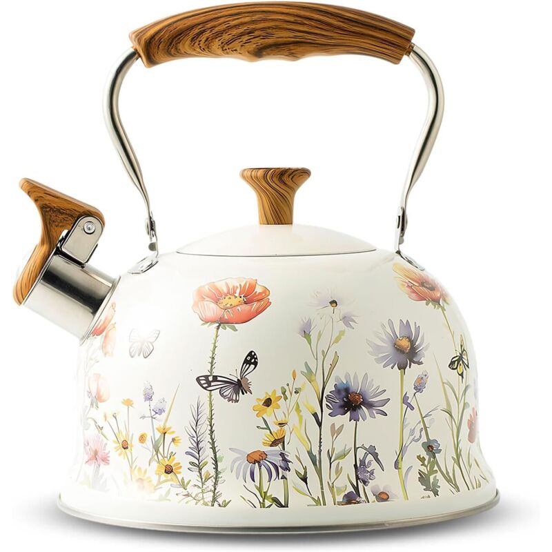 Wasserkessel aus Edelstahl (3L), Flötenkessel mit Einklappgriff, Wasserkocher für Induktion und Gasherd, Teekessel für Tee und Kaffee, Alle