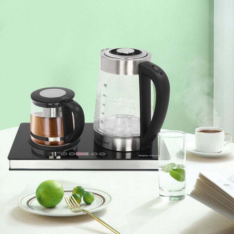 Wasserkocher, 2,5-Liter-Doppelofen-Wasserkocher mit Temperatureinstellung und LCD-Display, 1500 W transparenter Wasserkocher Kaffeemaschine,