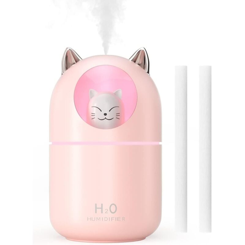 Wasserloser Kaltnebel-Luftbefeuchter mit automatischer Abschaltung, fürs Schlafzimmer, rosa