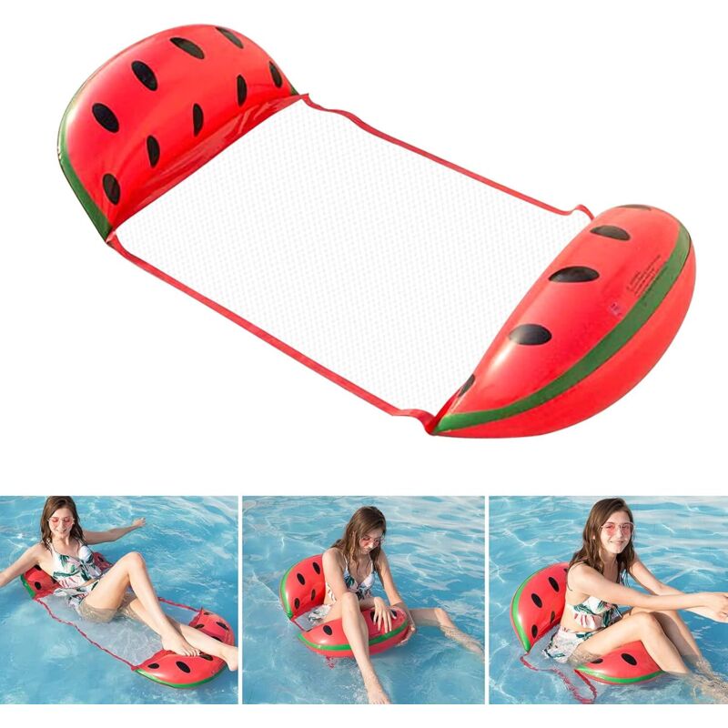 Linghhang - Wassermelone, Aufblasbare Schwimmhängematte, Mehrzweck-Schwimmbett, 4-in-1-Schwimmhängematte (Sattel, Liegestuhl, Schlauchboot,