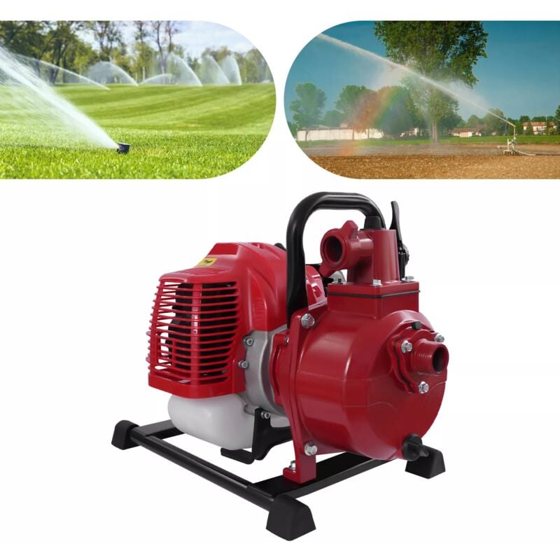 Wasserpumpe, 42,5CC Motorpumpe 2 Takt 2 PS Benzin Teichpumpe Gartenpumpe für die Bewässerung und Besprühen 1.25KW Seilzugstart