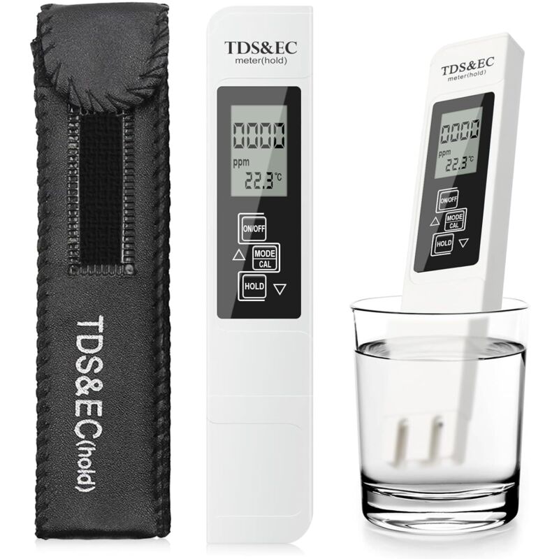 Wasserqualitätstester, 3-in-1-Digital-LCD-Messgerät mit tds-, ec- und Temperaturfunktionen, genaue Wasserqualitätsprüfung für Trinkwasser, Pools,