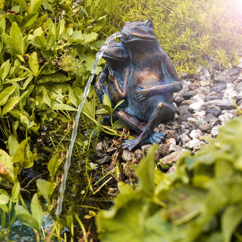 esotec Wasserspeier Froschpaar + Solar Teichpumpe Teichfigur Wasserspiel 101657