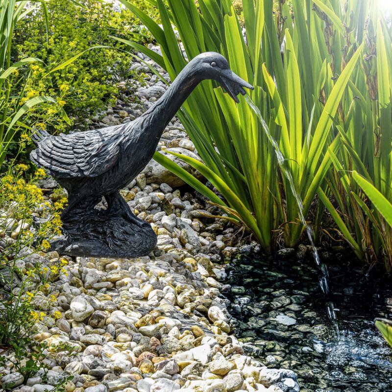 Wasserspeier gans erna mit Solar-Teichpumpe Teichfigur Wasserspiel 101651 - Esotec