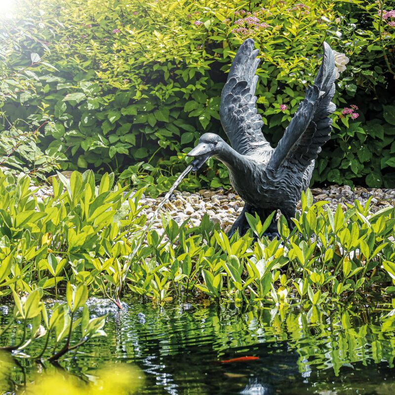 esotec Wasserspeier GANS + Solar-Teichpumpe Teich-Gartenfigur Wasserspiel 101652
