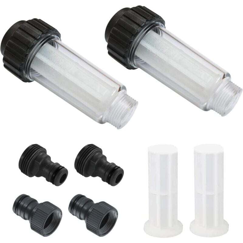 Odipie - Wasserfilter für Gartenschlauch, 2 Stück 3/4 Zoll Wasservorfilter Wasserfilter-Set mit 4 Filterelementen & 2 Schnelladaptern für
