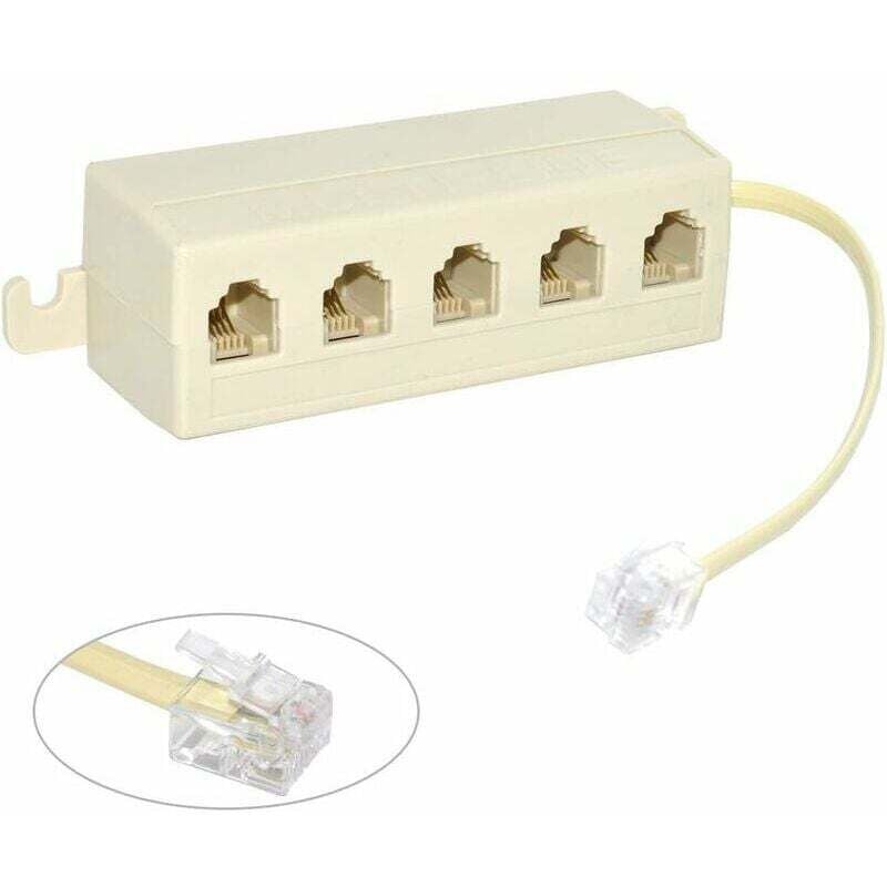 Jalleria - Way Socket 6P4C RJ11 Telefon Modular Telefon Jack Line Splitter Adapter Beige 1-in-5-out