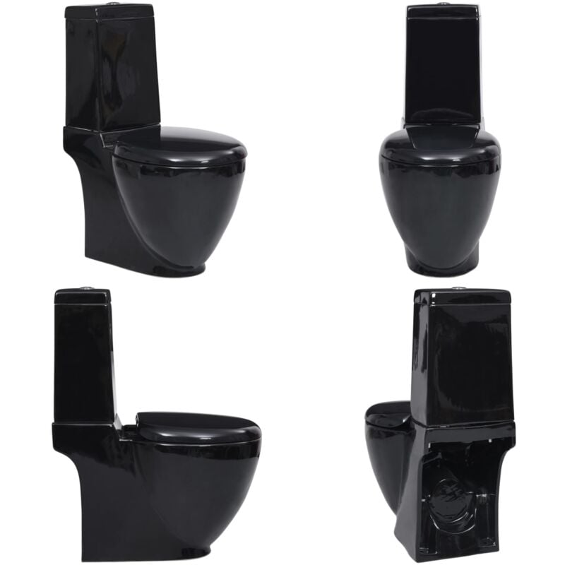 Vidaxl - wc Keramik-Toilette Badezimmer Rund Senkrechter Abgang Schwarz - Toilette - Toiletten - Home & Living - Schwarz