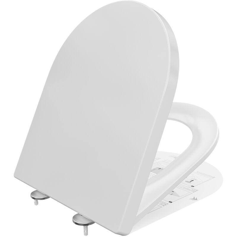 WC-Sitz mit Absenkautomatik, Duroplast Quick-Release WC-Sitz Typ D, belastbar bis 150 kg - Weiß