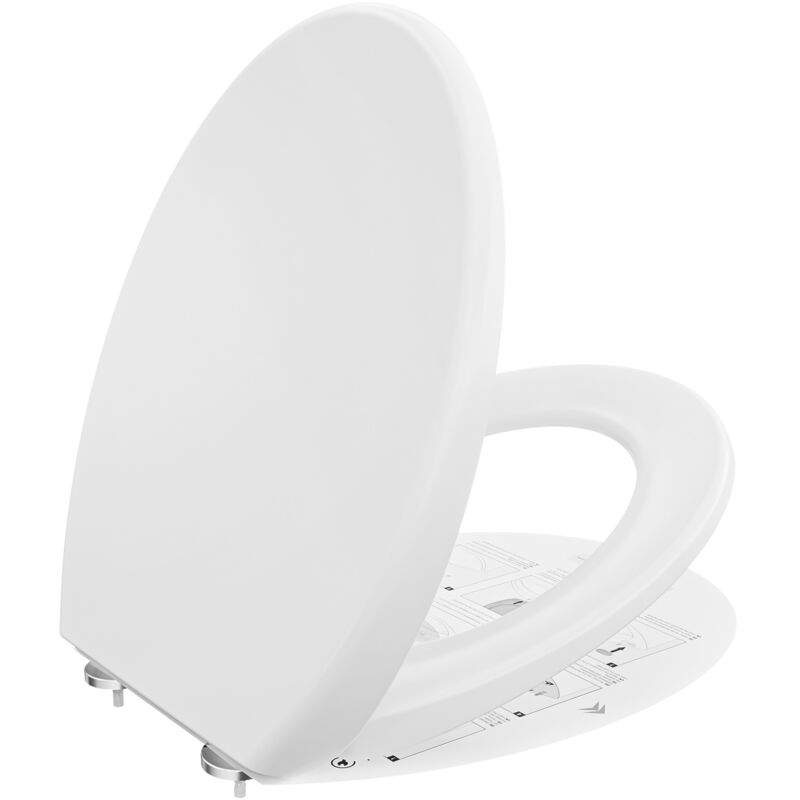 WC-Sitz Toilettensitz mit Absenkautomatik, Duroplast Quick-Release WC-Sitz Typ O, belastbar bis 250 kg - Weiß