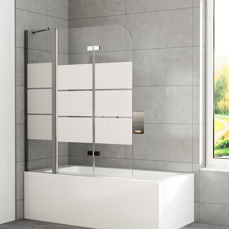WDWRITTI 160x140cm Badewannenaufsatz Badewanne Duschwand mit festem segment 6mm ESG Sicherheitsglas Badewanne Duschwand 3-teilig faltbar
