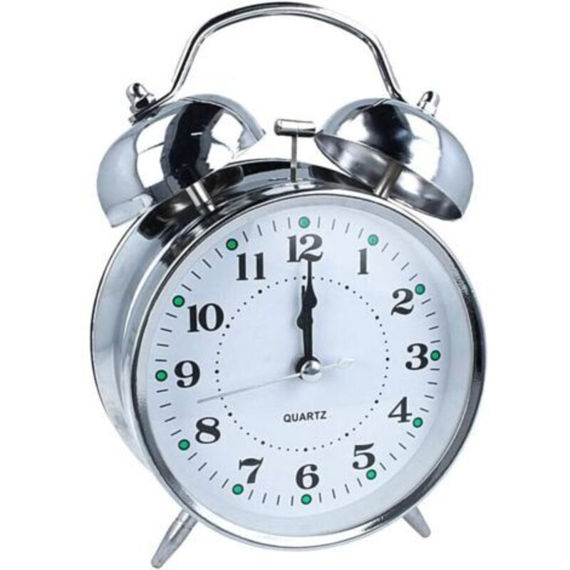 Wecker mit Glocke, Nachttischwecker mit Doppelglocke, klassischer Wecker, Uhr