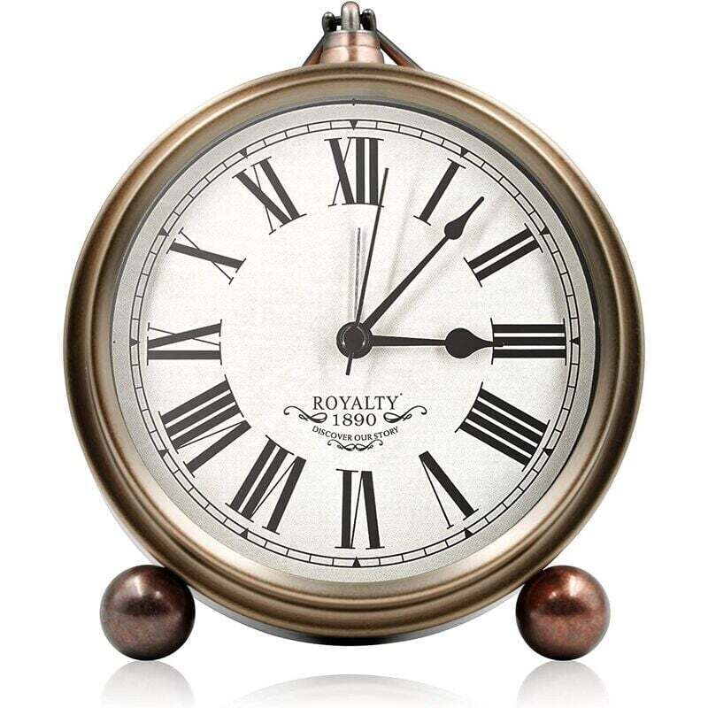 KZQ - Wecker, Vintage-Wecker, Retro-Wecker mit großem Zifferblatt, analoger Wecker für Kinder und Erwachsene, leiser Quarzwecker ohne Ticken,