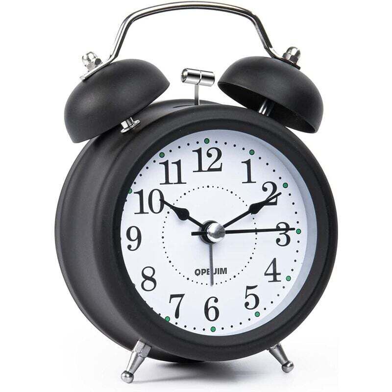 Wecker, Wecker, analoge Uhr, lauter Wecker für Langschläfer mit stereoskopischer Zifferblatt-Hintergrundbeleuchtung, batteriebetrieben, für