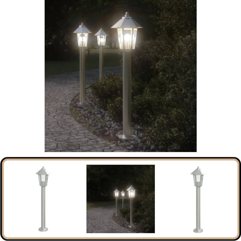 Wegeleuchte Silbern 80 cm Edelstahl - Outdoor-Beleuchtung - Gartenlampe - Edelstahl Lampe - LED-Lampe - Wetterfeste Beleuchtung