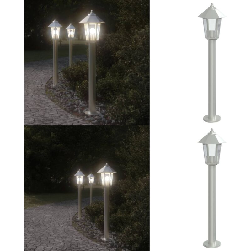 Wegeleuchte Silbern 80 cm Edelstahl - Outdoor-Beleuchtung - Gartenlampe - Edelstahl Lampe - LED-Lampe - Wetterfeste Beleuchtung - Home & Living