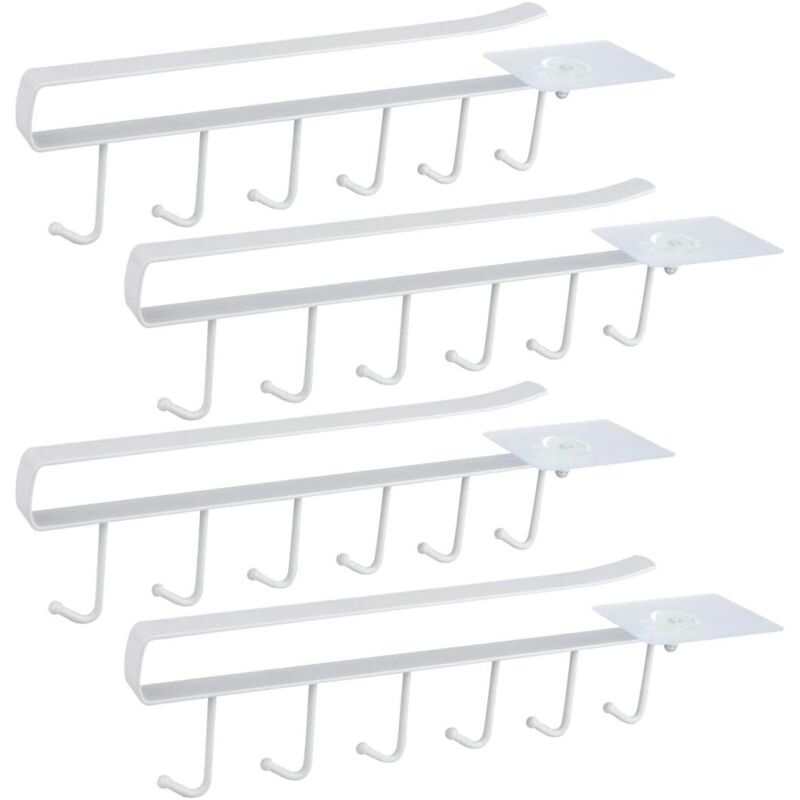 Linghhang - Weiß 4er Set Schrankeinsatz Tassenhalter Becherhalter für 6 Tassen Aufbewahrungshaken für Tassen Aufbewahrungshaken für Küchenutensilien