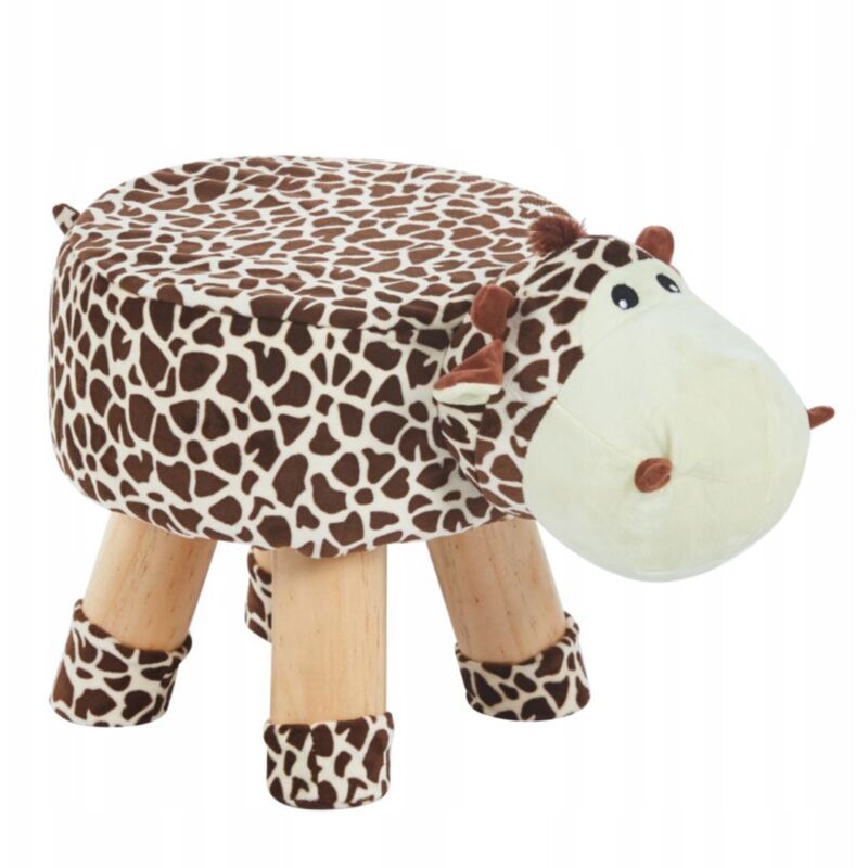 Weicher Kuhfell-Pouf für Kinderzimmer, Schutz für das Kinderzimmer, auf Holzbeinen