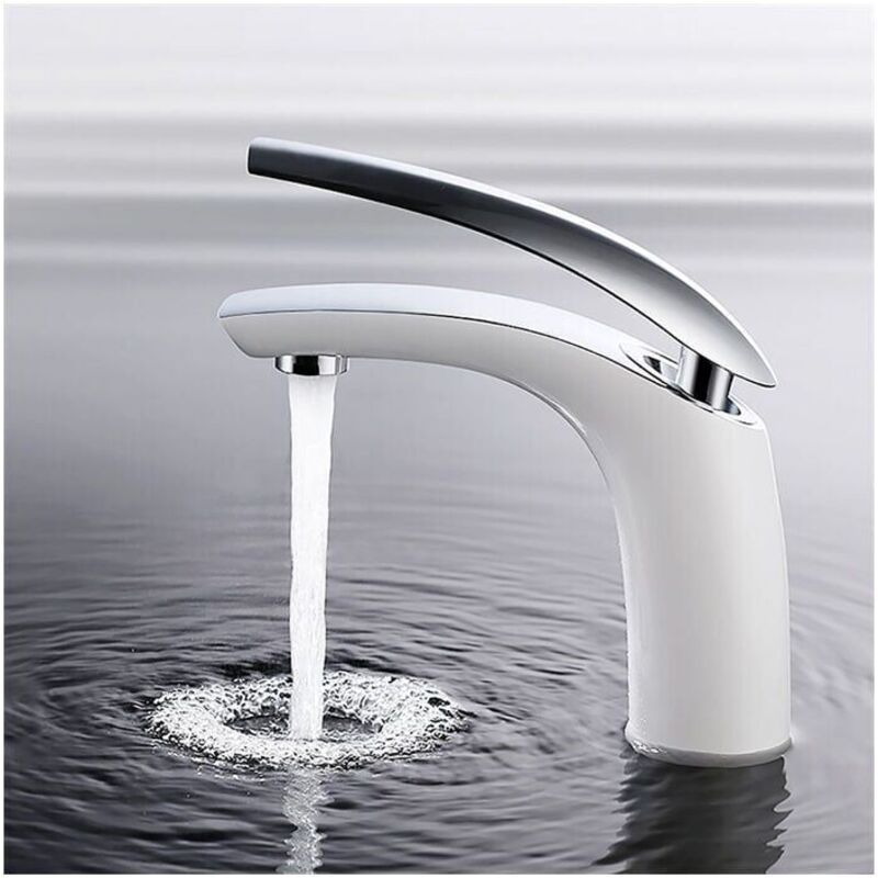 Weiße Badezimmerarmatur, Waschbeckenarmatur, Waschtischarmatur, Badezimmer-Mischbatterie, Einhebelmischer für weiße Badezimmer