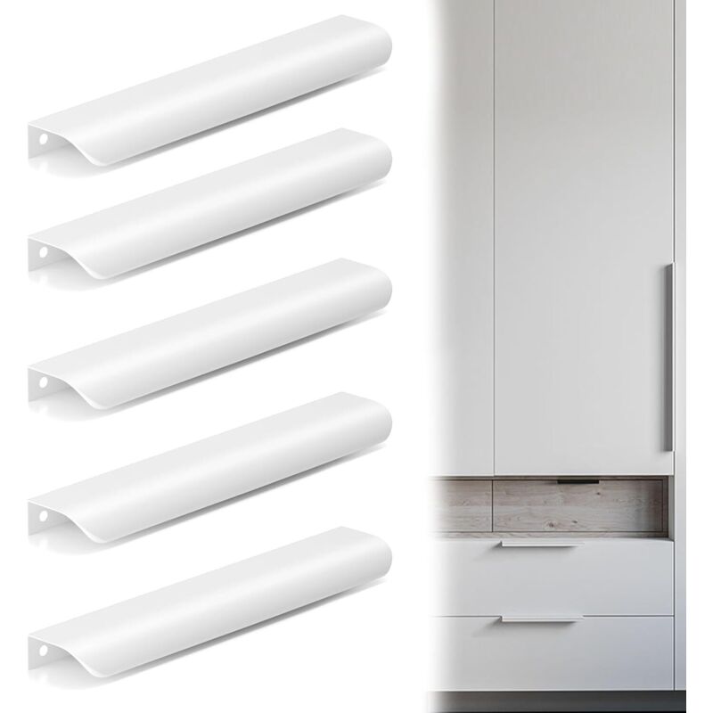 weiße Küchenschrankgriffe, 200 mm lange Aluminium-Innentürgriffe, Schrankgriffe für Kleiderschränke, Schränke und Schubladen