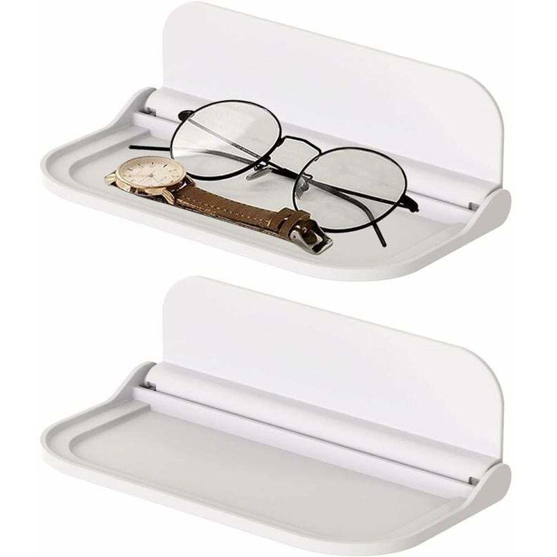 Weißes Wandregal 2er Set, (18x11cm, S) Wandregal ohne Bohren Badregal einfach erweitern für Schlafzimmer, Spielzimmer, Badezimmer, Wohnzimmer, Büro