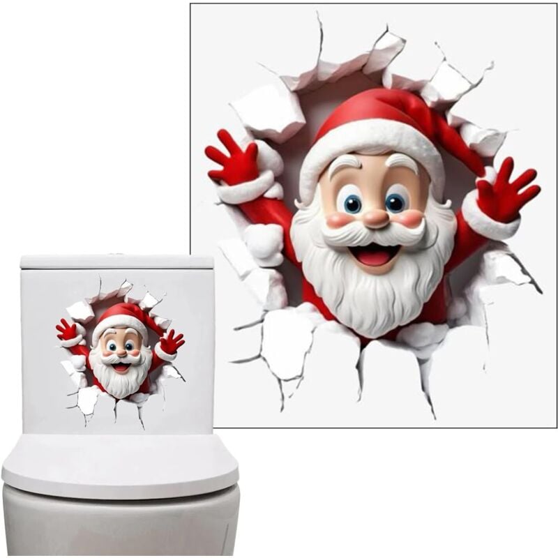 Weihnachtlicher Toilettenaufkleber Wasserdichte Weihnachtsdekoration für die Wand, ideal für Studentenwohnheim, Wohnung, Feiertage, Winterpartys,
