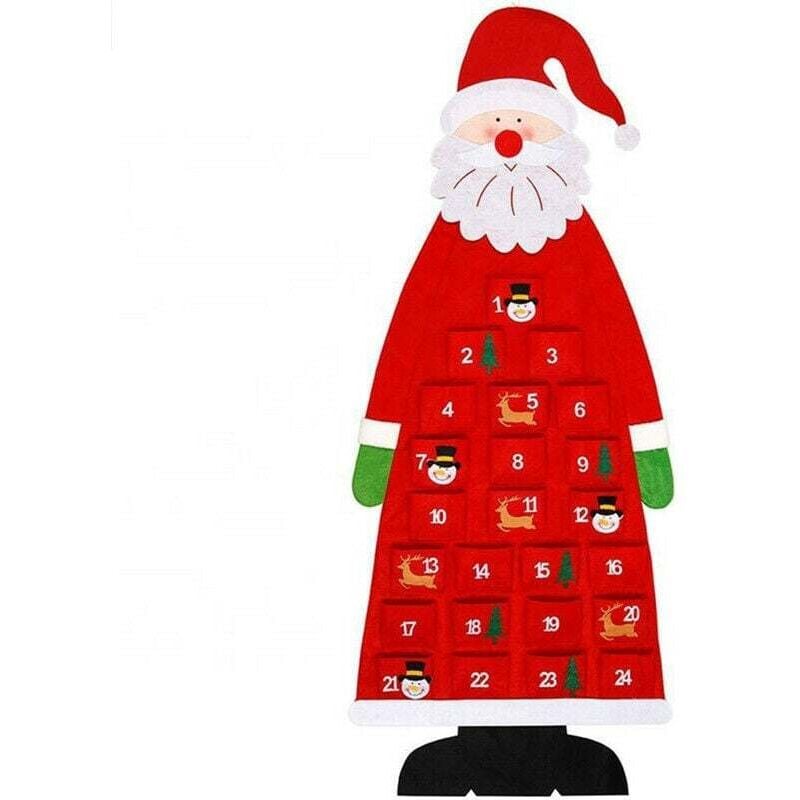 Weihnachts-Adventskalender, 3D-Adventskalender mit 24-tägigem Taschen-Weihnachts-Countdown – Rot