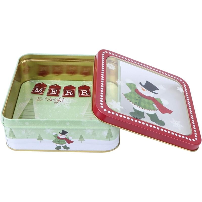 Ersandy - Weihnachts-Geschenkbox aus Weißblech, für Süßigkeiten, Kekse, quadratische Süßigkeiten-Behälter, Weihnachtsdekoration, Geschenkbox aus