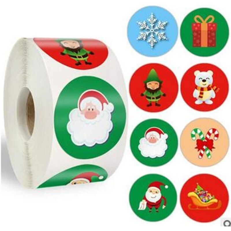 Linghhang - Weihnachtsaufkleber Weihnachtsaufkleber Ideal zum Verzieren von Weihnachtsgeschenk Weihnachtsdeko Runde Papieretiketten für Umschlag